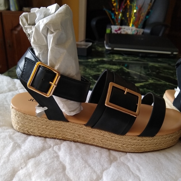 LADIES BLACK Wedge Sandal - Picture 6 of 8